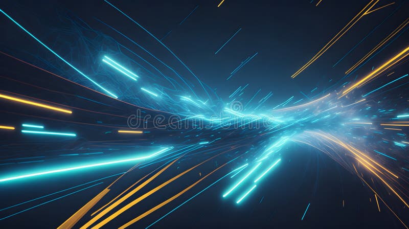 Tunnel futuristico con linee luminose sfondo astratto. aie generativa royalty illustrazione gratis