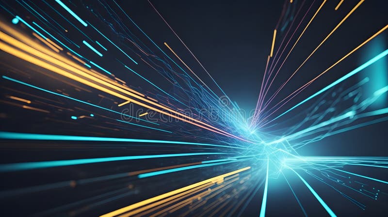 Tunnel futuristico con linee luminose sfondo astratto. aie generativa royalty illustrazione gratis