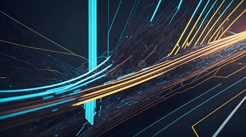 Tunnel futuristico con linee luminose sfondo astratto. aie generativa illustrazione vettoriale