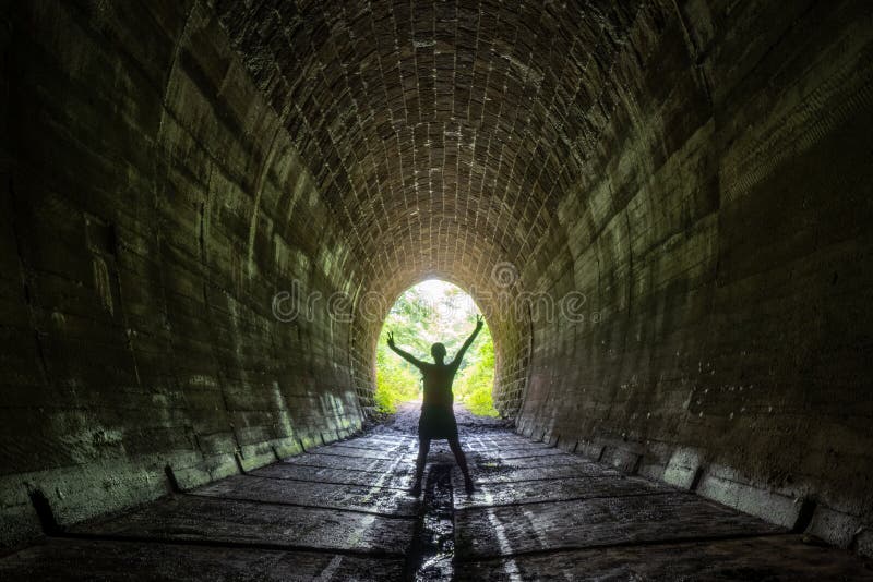 Tunnel with green forest landscape near the village of Slavosovce