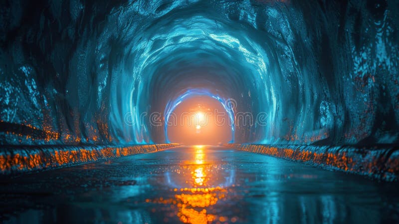 Tunnel with Light at the End Stock Image - Image of eerie, underground