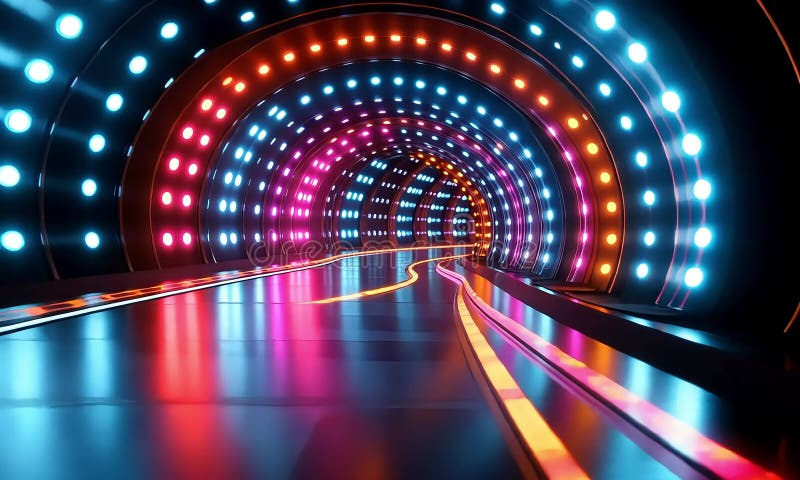 Tunnel neonale futuristico illustrazione vettoriale