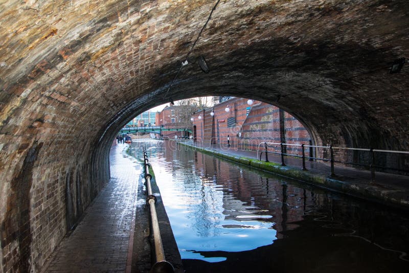 A Tunnel Over a Canal - BrindleyPlace Birmingham Stock Photo - Image of