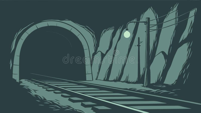 Tunnel przez górską trasę nocną i przygodową konstrukcję wektora ilustracyjnego Generative AI ilustracji