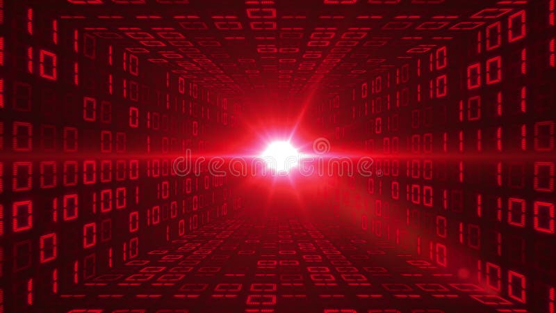 Tunnel of red binary code royalty free illustration