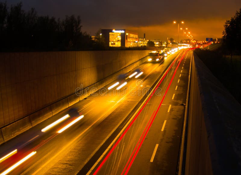 Tunnel road at night stock image. Image of lines, motion - 46397001