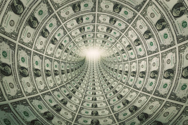 Tunnel van geld, dollars naar licht royalty-vrije stock fotografie Tunnel van geld, dollars naar licht royalty-vrije stock fotografie