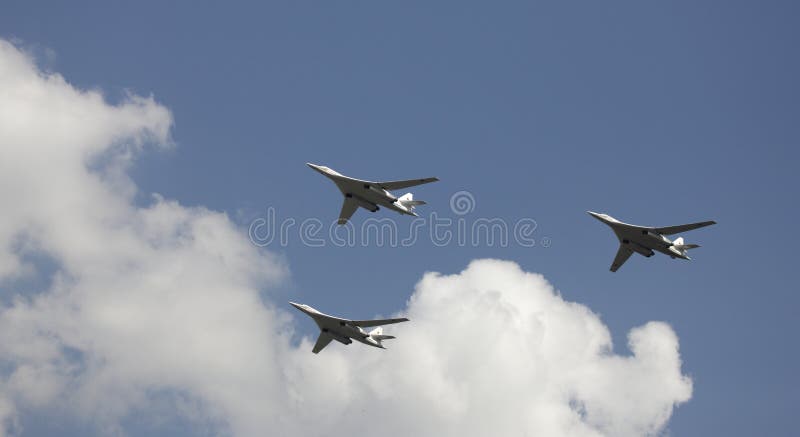 ZHUKOVSKY, MOSCOW REGION, RUSSIA - AUGUST 10-13, 2012: demonstration flight Tupolev Tu-160 â€œBlackjackâ€