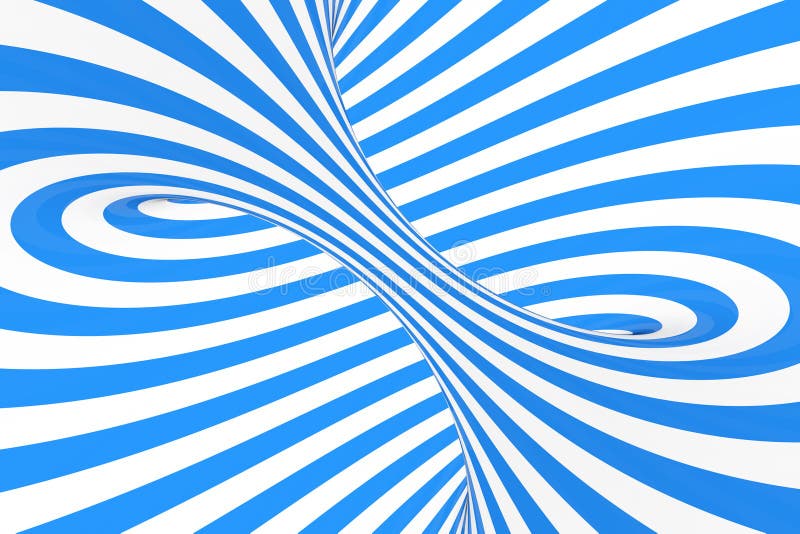 Turbina l'illustrazione ottica del quadro televisivo dell'illusione 3D Contrapponga le bande a spirale blu e bianche Immagine geo
