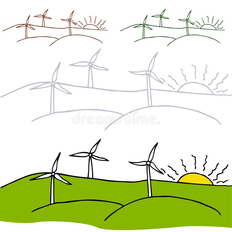 Turbine di vento illustrazione di stock Turbine di vento illustrazione di stock