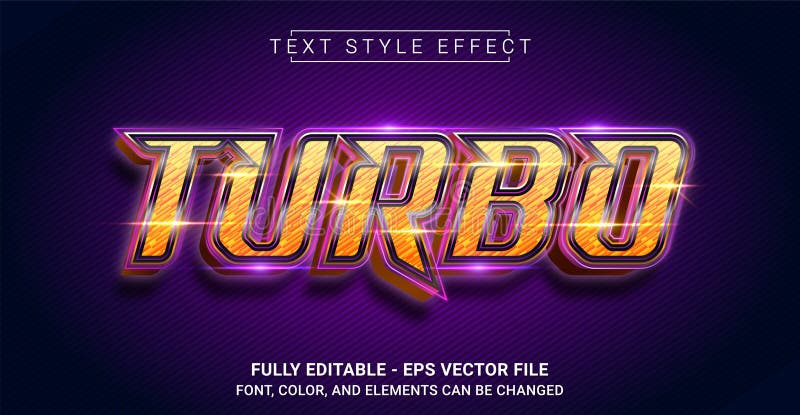 Turbo Text Style Effect. Editable Graphic Text Template vector illustration