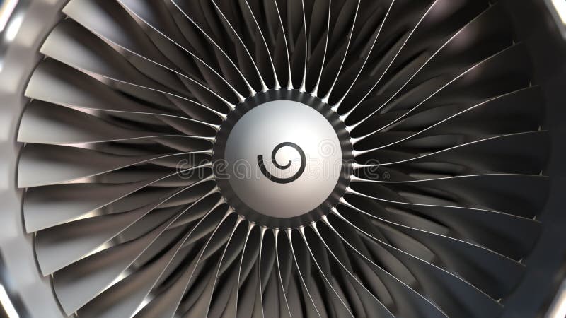 Turbojet Turbine Engine Blades Rotation Close-up, Realistic Loopable 3D ...