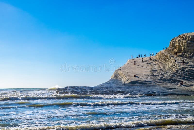 Turecki schody, Scala dei Turchi, białe falezy w południe Sicily obraz stock Turecki schody, Scala dei Turchi, białe falezy w południe Sicily obraz stock