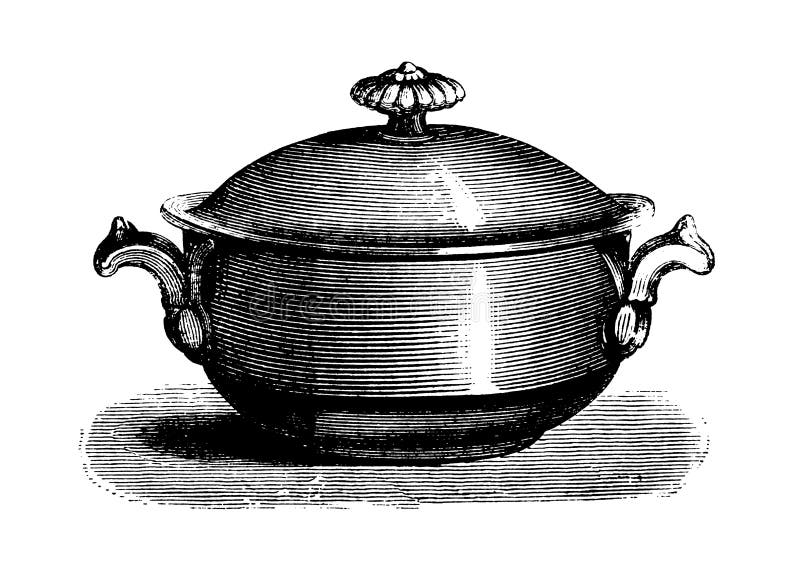 Tureen antique kulinarne ilustracje