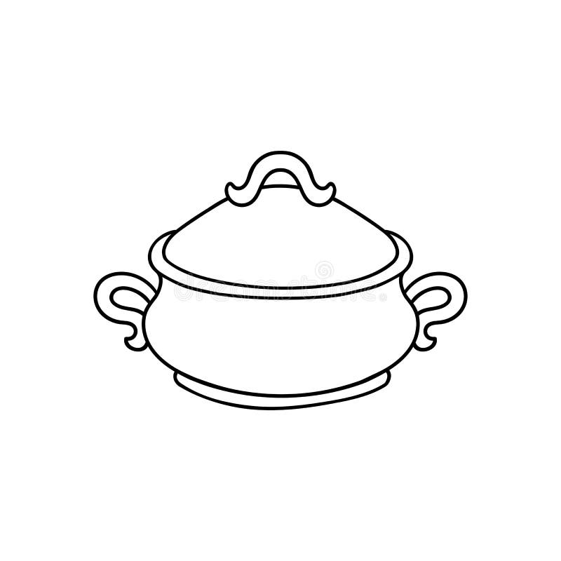 Tureen Doodle Vector Clipart. Kitchen Sketch Illustration Stock Vector