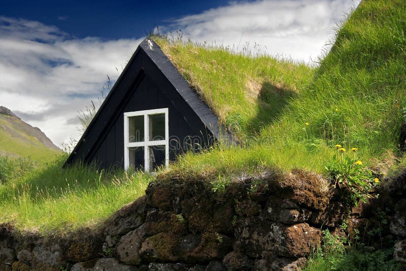 Turf roof house royalty free stock photography