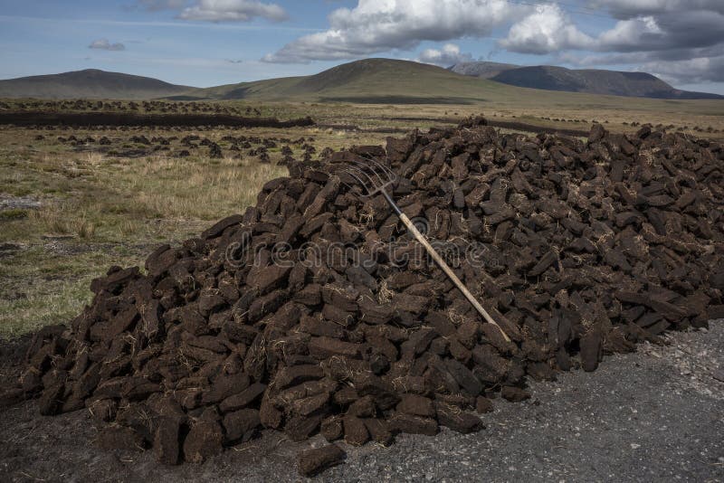A Turf Stack on an Irish Bog. Stock Photo Image of irish, turf 258984338