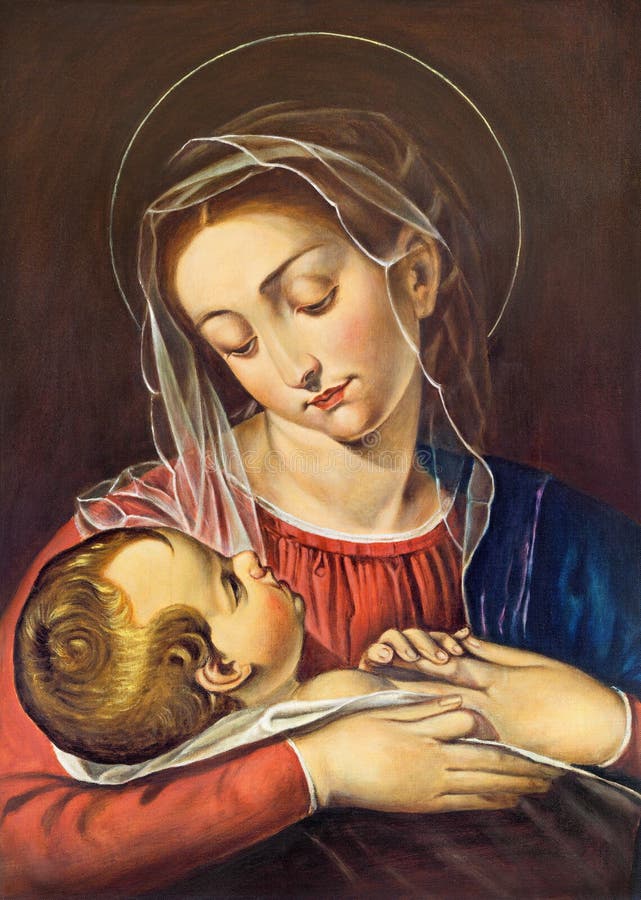 TURIN, ITALIE - 15 MARS 2017 : La peinture de Madonna avec l'enfant dans l'église Chiesa di San Dalmazzo par l'artiste inconnu