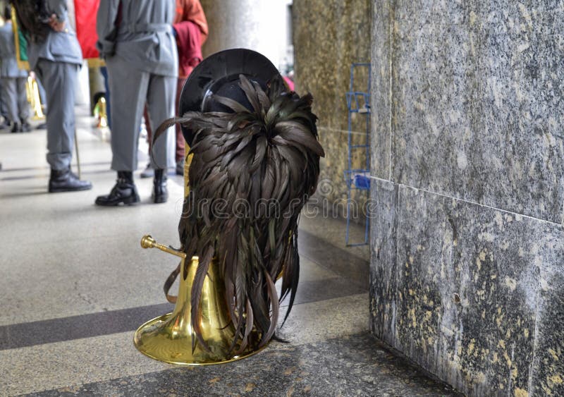 Turin Italyl 2019 En sammankomst av Bersaglieri arkivbild Turin Italyl 2019 En sammankomst av Bersaglieri arkivbild