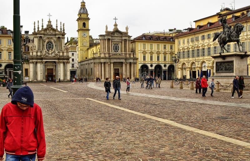 Turin, Piedmont, Italy. April 2019. Piazza San Carlo royalty free stock photography Turin, Piedmont, Italy. April 2019. Piazza San Carlo royalty free stock photography