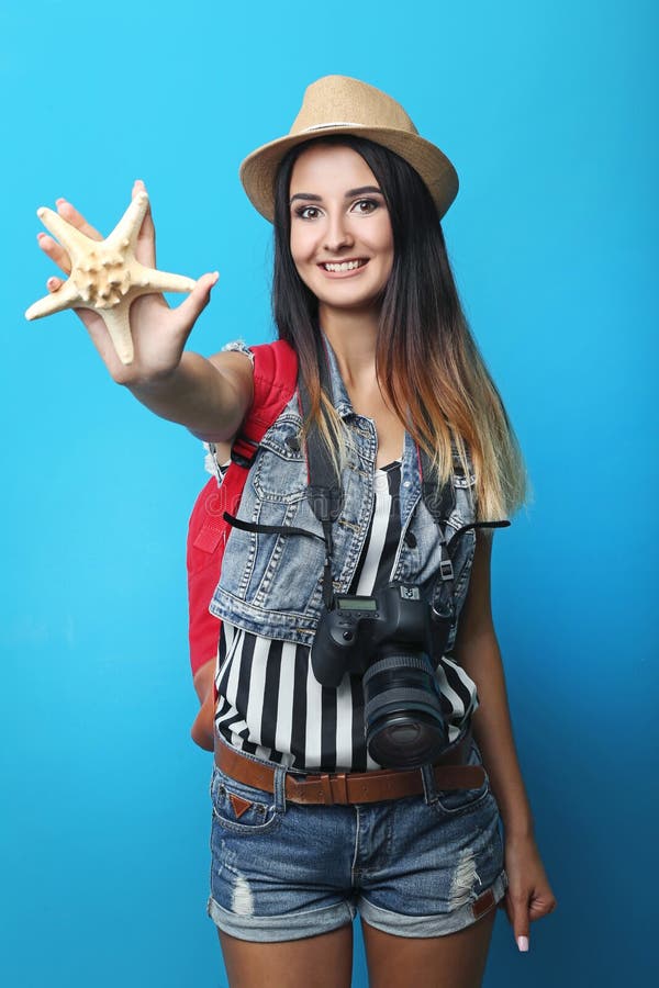 Turista da mulher nova imagens de stock Turista da mulher nova imagens de stock