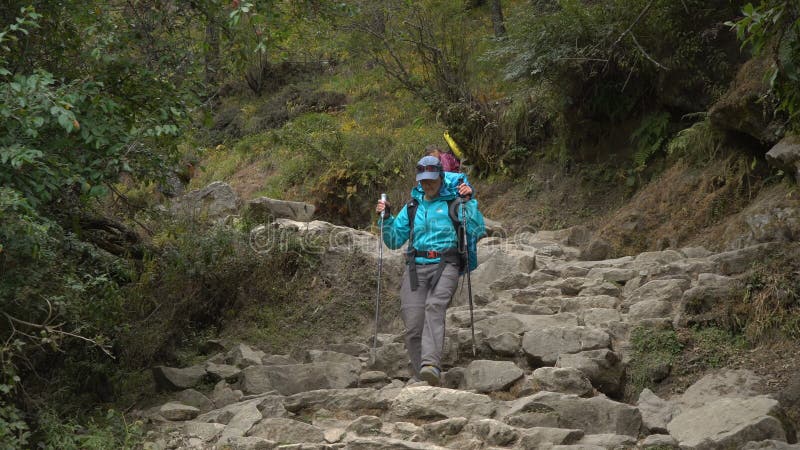 Turista das meninas nas montanhas Himalaias