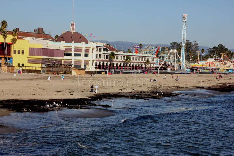 Turister På Santa Cruz Harbor Beach Kalifornien Usa Redaktionell