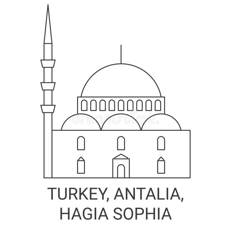 Turkey, Antalia, Hagia Sophia travel landmark line vector illustration