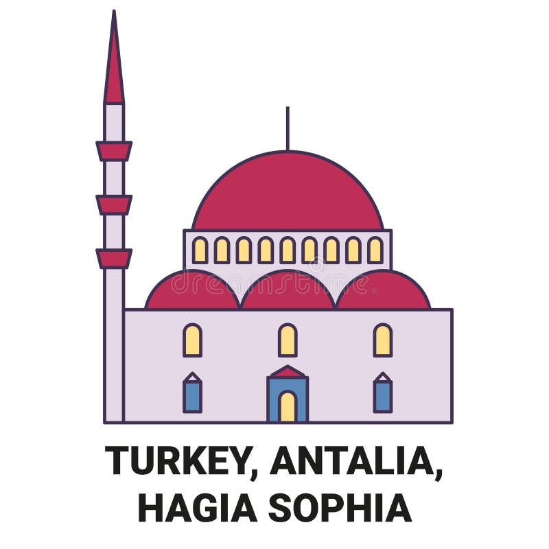 Turkey, Antalia, Hagia Sophia travel landmark line vector illustration