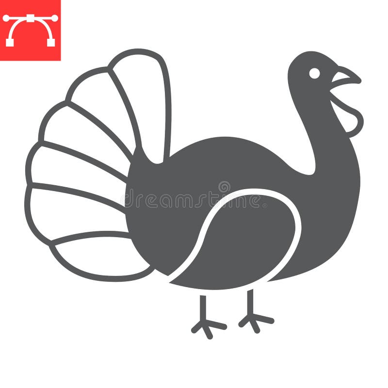 Turkey bird glyph icon stock vector. Illustration of farm 253198197