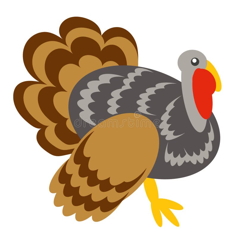 Turkey Bird Simple Cartoon Flat Image Stock Illustration - Illustration of  bright, american: 198751459