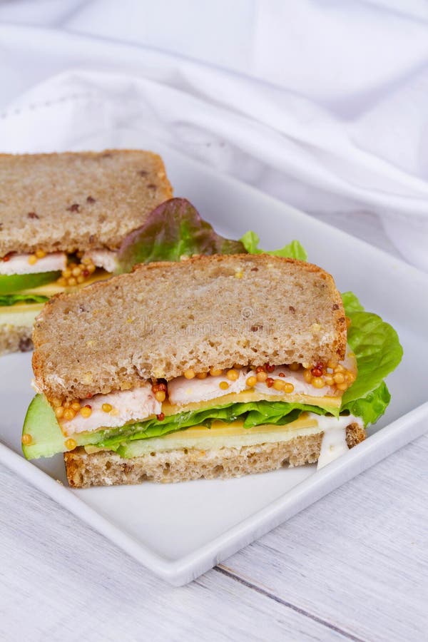 Turkey, Cheddar, and Green Apple Sandwich. Stock Photo Image of crispbreads, breakfast 58895646