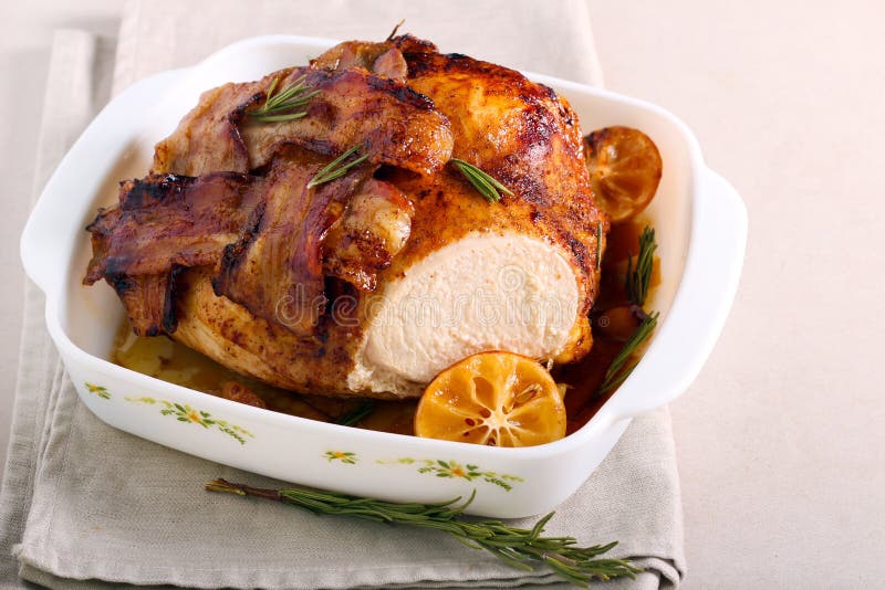 Turkey Crown Wrapped in Bacon Strips Stock Image Image of wrapped