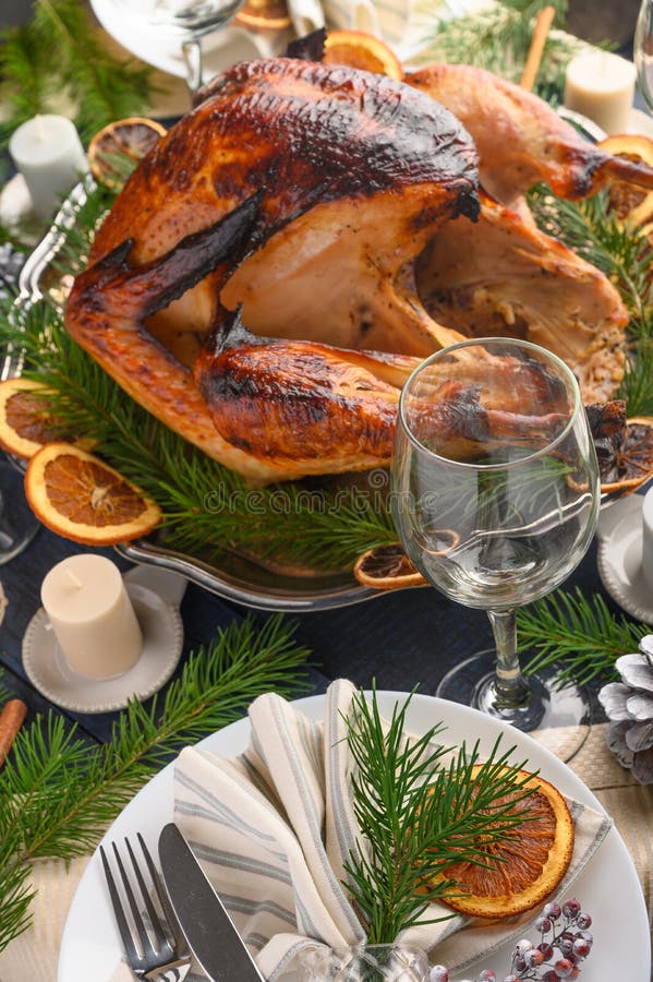 Turkey on the Festive Table, Served Table, Holiday and Recipes Stock ...