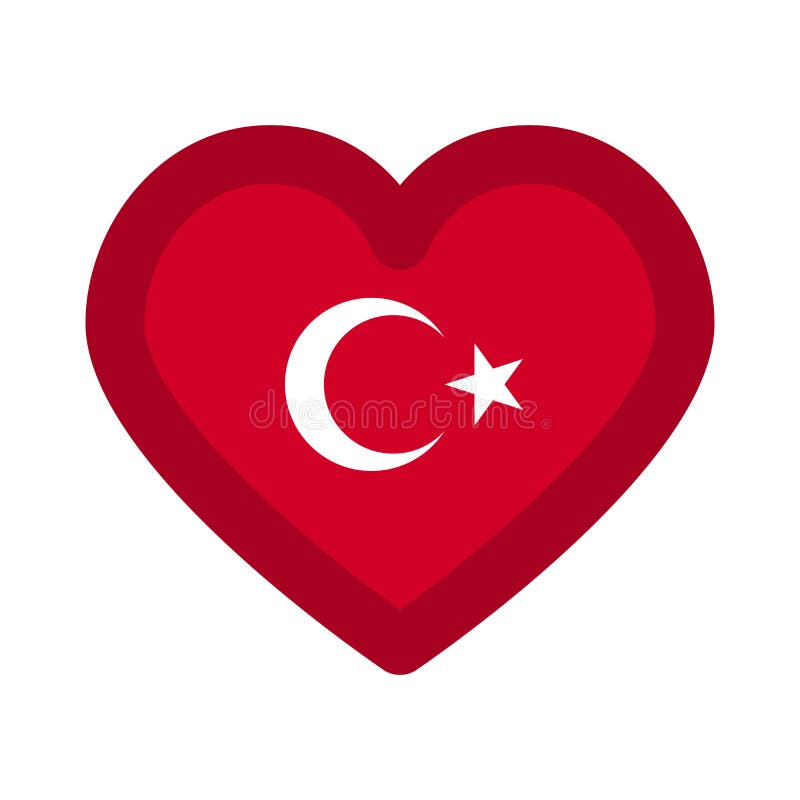 Turkey Flag Heart Graphic Element Illustration Template Design Stock
