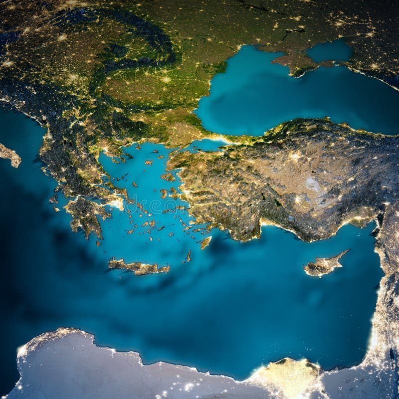 Turkey and Greece map stock image. Image of render, cartography 134528771