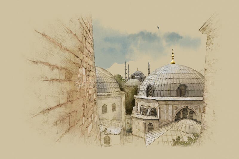Turkey Istanbul, graphics on old paper