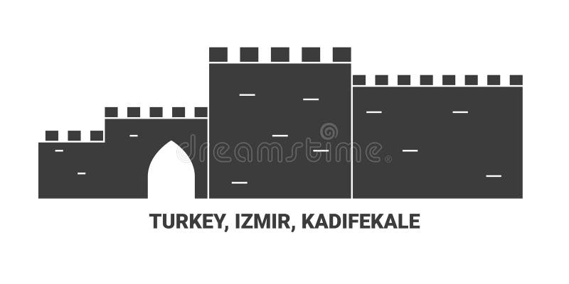 Turkey, Izmir, Kadifekale, travel landmark line vector illustration