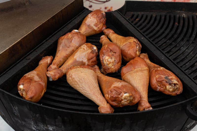 Turkey leg on the grill stock image. Image of chicken 161110461