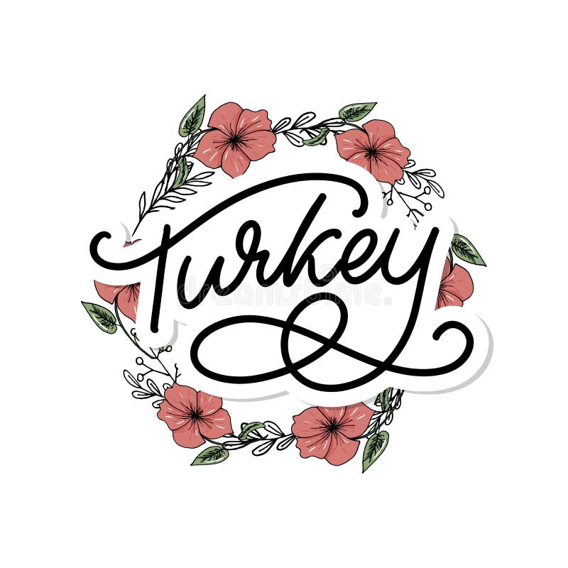 Turkey Lettering. Handwritten Name of the Country. Vector Design