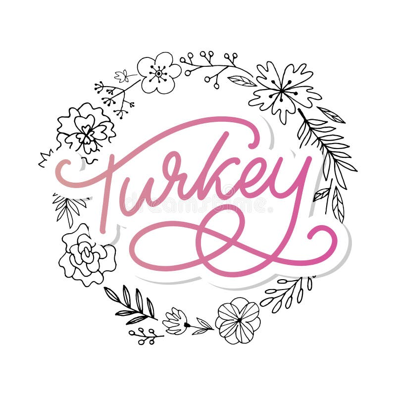 Turkey Lettering. Handwritten Name of the Country. Vector Design