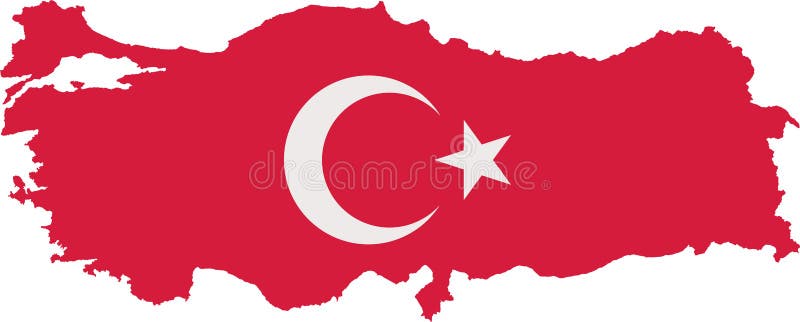 Turkey Map with Flag with Two Colors Stock Vector Illustration of