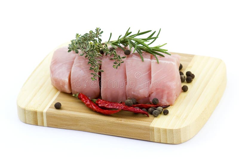 Turkey Meat with Various Herbs and Spices Stock Photo Image of board