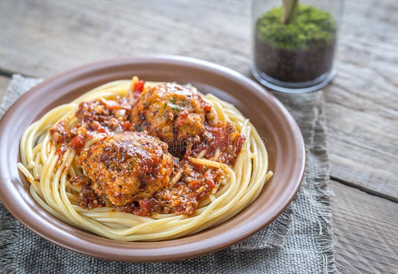 Turkey Meatballs with Pasta Stock Image Image of dinner, burlap