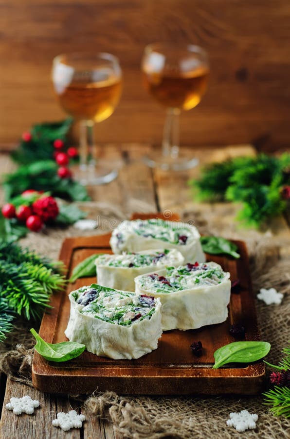 Turkey Spinach Ricotta Dried Cranberry Roll Ups Stock Photo - Image of ...