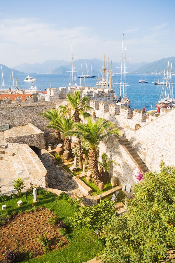 Turkey: view of the castle in Marmaris. Marmaris Castle is a popular tourist attraction in Turkey royalty free stock images Turkey: view of the castle in Marmaris. Marmaris Castle is a popular tourist attraction in Turkey royalty free stock images