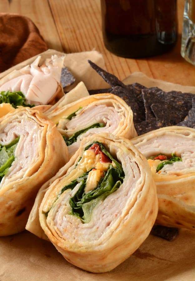 Turkey Wrap Sandwich Close Up Stock Image Image of lettuce