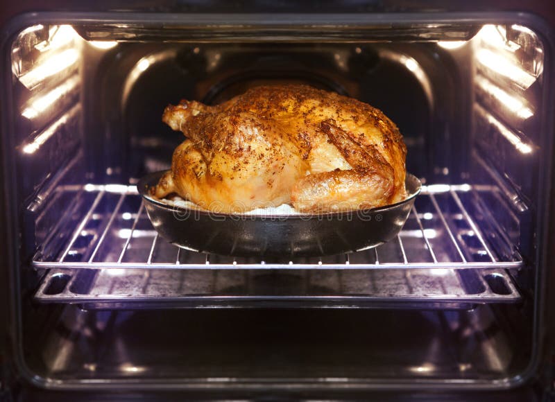 Appetizing roast turkey and potatoes in the oven. Appetizing roast turkey and potatoes in the oven