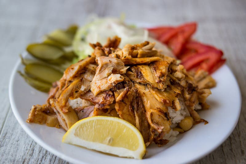 Turkish Chicken Doner Kebab with Rice Stock Image Image of horizontal