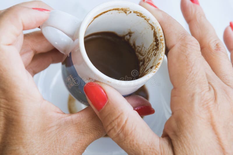 Turkish Coffee Fortune Telling from First Person View Stock Photo
